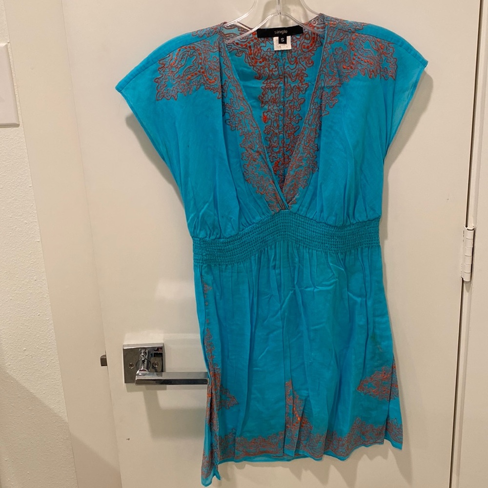 Blue Embroidered dress